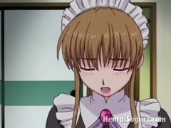 Innocent Looking Hentai Maid Rubbing Her Masters Thick Cock