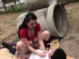 Oriental with big tits and great arse gets banged outdoors