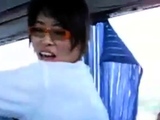 Weird man and his asian girl on a bus having sex