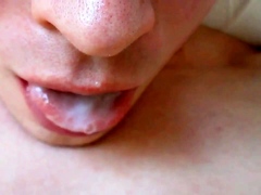 Creamy Close-up Cum Swallowing With Slo-mo!