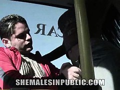 Even the bus doesn't stop this horny shemale. Vannina was