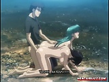 Lucky hentai threesome fucked in the outdoor